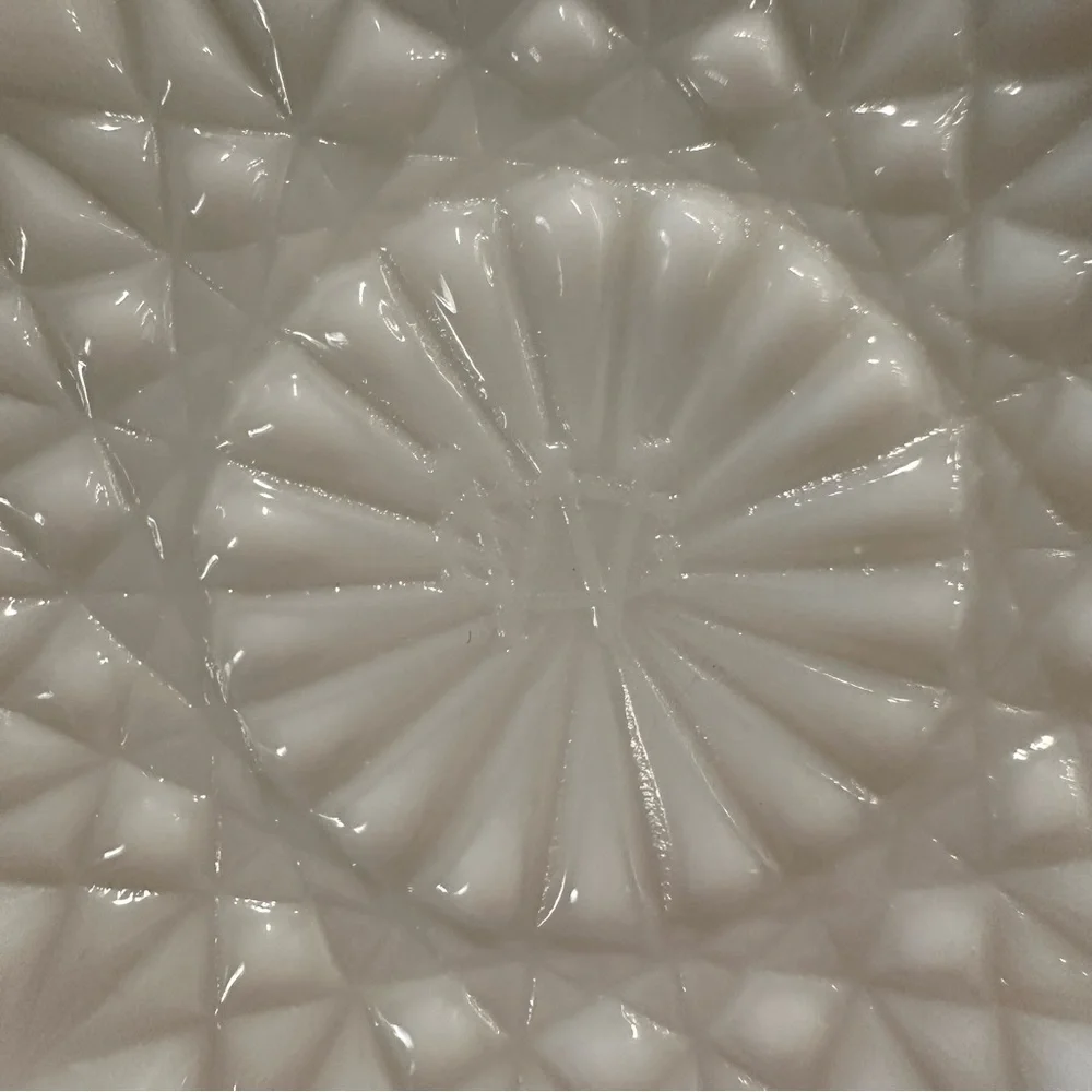 Westmoreland White Milk Glass Old Quilt Sawtooth Open Sugar Mini Planter Vase